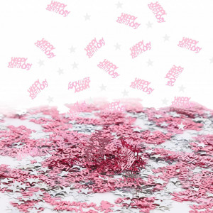 Confetti "HAPPY BIRTHDAY" Hileyu, roz, plastic, 40 g - Img 6
