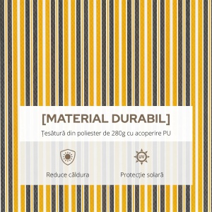 Copertina de soare retractabila Re-Bloom, aluminiu/metal/poliester, 350x250 cm, brate, deschidere manuala cu manivela 148 cm, galben/gri - Verificat A · Re-Bloom - Img 6