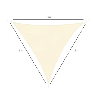 Copertina triunghiulara tip vela, HDPE, 6x6x6m, anti-UV 90%, respirabila, montare copaci/pereti/stalpi, crem - Verificat A · Re-Bloom - Img 3