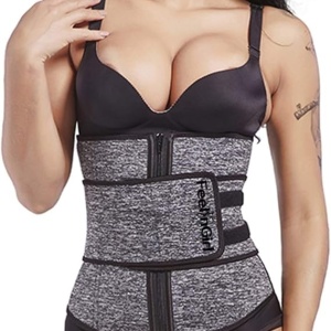 Corset modelator pentru dama FeelinGirl, neopren/nailon, gri/negru