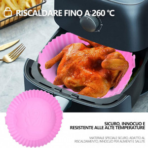 Cos pentru friteuza cu aer Juingio, silicon, roz, 20 cm - Img 3