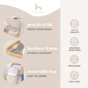 Cos pentru rufe Hennez, Premium, gri, textil, 100 l, Resigilat, Grad A - Img 4