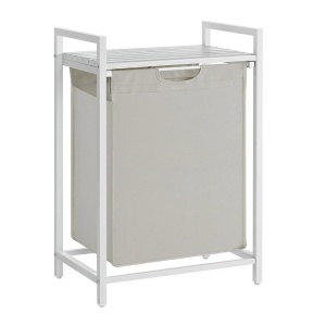 Cos pentru rufe Vasagle, otel/MDF/tesatura Oxford. alb/gri, 50 x 33 x 72 cm