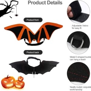 Costum de Halloween pentru caini/pisici Butyeak, textil/pasla, negru/portocaliu, marime universala