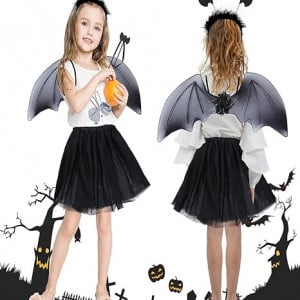 Costum de Halloween pentru fetite, negru ,textil 