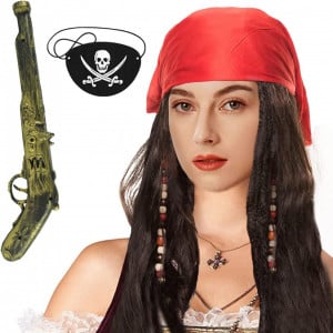 Costum de pirat pentru carnaval Hook, plastic/textil, multicolor,6 piese