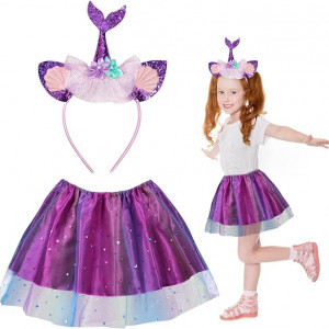 Costum sirena Fennoral, textil, violet, 3-10 ani