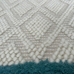 Covor My Home, bej/ turcoaz, lana/ bumbac/ poliester, 200 x 300 cm