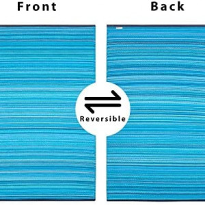 Covor reversibil pentru terasa Green Decore, textil/plastic, albastru, 240 x 300 cm - Img 4