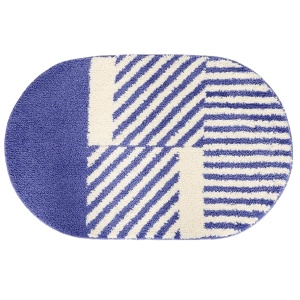 Covoras de baie Icyant, microfibra/cauciuc, albastru/alb, 50 x 80 cm