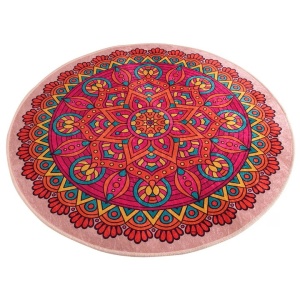 Covoras de baie Re-Bloom, 100% poliester, antialergic, 100cm, multicolor, Resigilat, Grad A