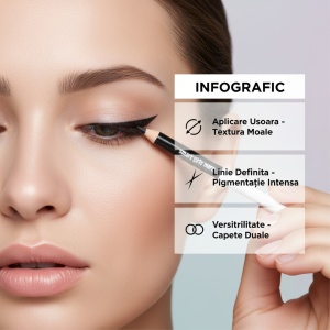 Creion de ochi dual Smart Girls Get More, Rezistent la Apa, Textura Moale, Acoperire Intensa - Creion Dermatograf - Img 7