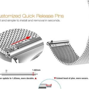 Curea de schimb pentru ceas inteligent YGRY, otel inoxidabil, argintiu, 22 mm - Img 5