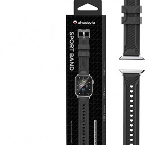 Curea pentru Apple Watch AHASTYLE, silicon, negru, 15-23,5 cm - Img 2