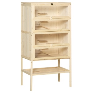 Cusca cu 4 nivele pentru rozatoare Re-Bloom, bambus, natur, 47,5 x 26 x 44,5 cm, Resigilat, Grad A