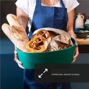 Cutie paine din polipropilena cu capac din bambus, tocator, DOLCE MARE, 38.1x25.4x15.2 cm, dreptunghiulara, Verde