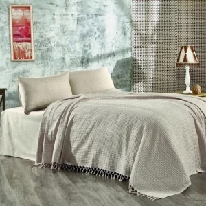 Cuvertura de pat, bumbac 100%, 220x240 cm, bej - Verificat A · Re-Bloom
