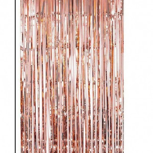 Decor cu franjuri pentru petrecere TRIXES, folie, rose gold, 90 x 208
