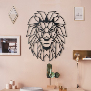 Decor de perete „Cap de leu”, negru, 51 x 40 cm - Img 3