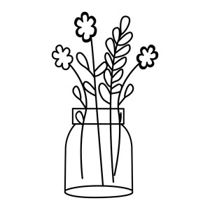 Decor de perete Latitude Run, model vaza cu flori, metal, negru, 40 x 70 cm