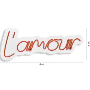Decor de perete Re-Bloom, L amour, LED, PVC, rosu, 41 x 18 x 2 cm - Img 3