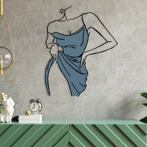 Decor de perete Re-Bloom, metal/lemn, albastru/negru, 56 x 70 cm - Img 2
