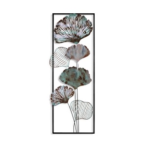 Decor de perete Re-Bloom, model floral, meta, multicolor, 32 x 90 x 4 cm - Img 1