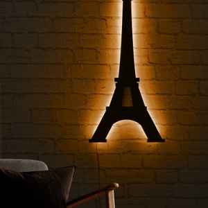 Decor de perete Re-Bloom, model Turnul Eiffel, LED, MDF, negru, 32 x 69 cm - Img 4