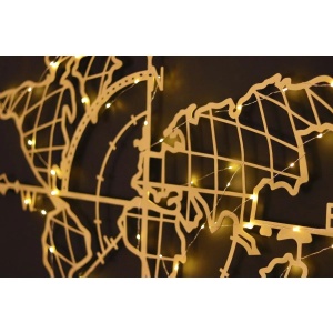Decor de perete Re-Bloom, model World Map, metal, auriu, 65 x 95 cm - Img 3