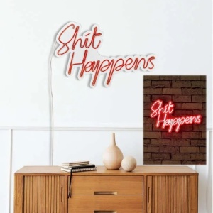 Decor de perete Re-Bloom, Shit Happens, LED, PVC, rosu, 45 x 2 x 29 cm - Img 2