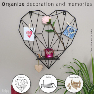 Decoratiune de Perete Loopunk – Panou Metalic Tip Grilă în Formă de Inimă, Negru, 42 x 43 cm - Img 6