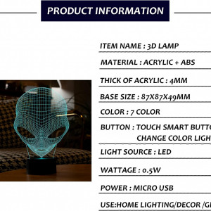 Decoratiune iluminata 3D Vagasi, LED,ABS, 7culori, 15,5 x 27 x 8,5 cm 