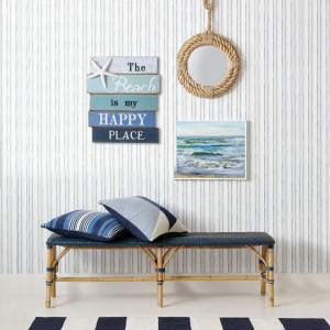 Decoratiune pentru perete Nikky Home, lemn, alb/albastru, 30,4 x 21,5 cm - Img 4