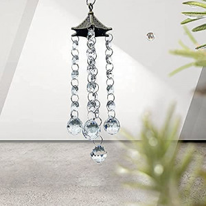 Decoratiune suspendata Hollylife, metal/cristal, bronz/transparent/argintiu - Img 2