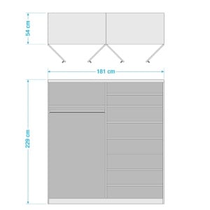 Dressing Alabama, PAL/MDF, alb, 181 x 229 x 54 cm