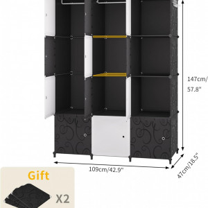Dulap pliabil JOISCOPE, 12 cuburi, metal/plastic, negru/alb, 109 x 47 x 147 cm - Img 5