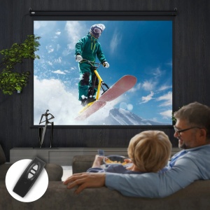 Ecran de proiectie 120 inch Re-Bloom, tesatura plasa/plastic/metal, 244x183 cm, format 4:3, motor electric, telecomanda, 25W/230V, negru - Verificat A · Re-Bloom - Img 2
