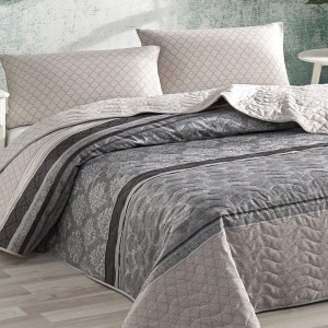 Eponj Home set cuvertura matlasata Creative Grey, 65% bumbac/35% poliester, 200x220 cm + 2x50x70 cm, umplutura fibre siliconice 90g/m² - Verificat A · Re-Bloom - Img 2