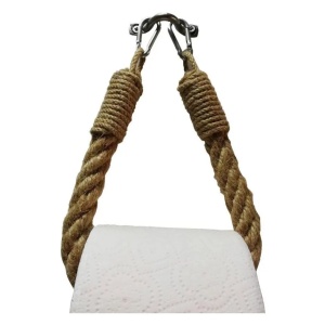 Evila Originals suport de hartie igienica 14x22 cm, franghie naturala si metal, design modern, bej - Verificat A · Re-Bloom