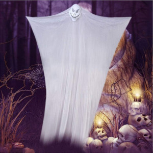 Fantoma plutitoare Halloween Idefair, textil, alb, 3,3 x 2m - Img 2