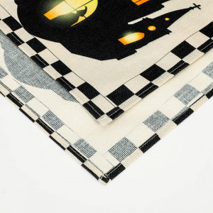 Fata de masa Qpout, textil, crem/negru, 30 x 180 cm - Img 7