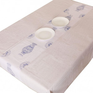 Fata de masa Vinylla, PVC, bej/albastru, 140 x 240 cm