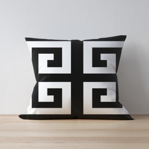 Fata de perna decorativa, 50% bumbac/50% poliester, 43x43 cm, alb/negru - Verificat A · Re-Bloom - Img 2