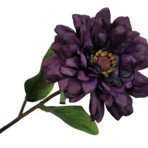 Floare artificiala Zinnia, verde/violet