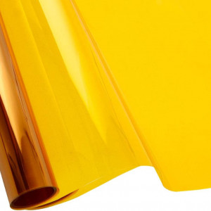 Folie de protectie UV pentru ferestre cu efect de oglinda Sourcing Map, PET, galben, 70 x 200 cm