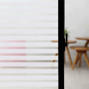 Folie mata dungata pentru ferestre Cskunxia, PVC/PET, alb, 60 x 200 cm - Img 1