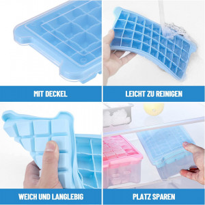 Forma pentru cuburi de gheata AcrossSea, plastic/silicon, transparent/albastru, 11,5 x 26 x 6 cm - Img 4
