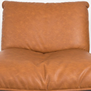 Fotoliu cu scaun pentru picioare Lazy, lemn masiv/piele PU, maro/negru, 75 x 94 x 81 cm