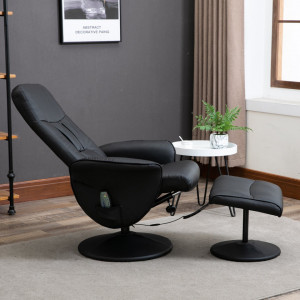 Fotoliu reclinabil Antoinet, cu masaj si scaun pentru picioare, negru, 81 x 81 x 105 cm - Img 3