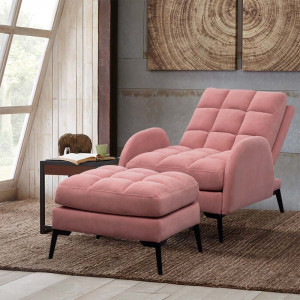 Fotoliu recliner cu scaun pentru picioare Cashanti, roz, 110 x 60 x 80 cm - Img 7